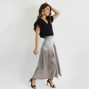 Brand new Club Monaco maxi silk skirt w slits